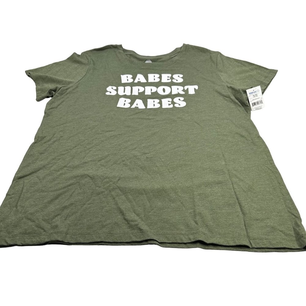Positivi Tees Women's Size XL Babes Support Babes Short Sleeve Tee Shirt Green